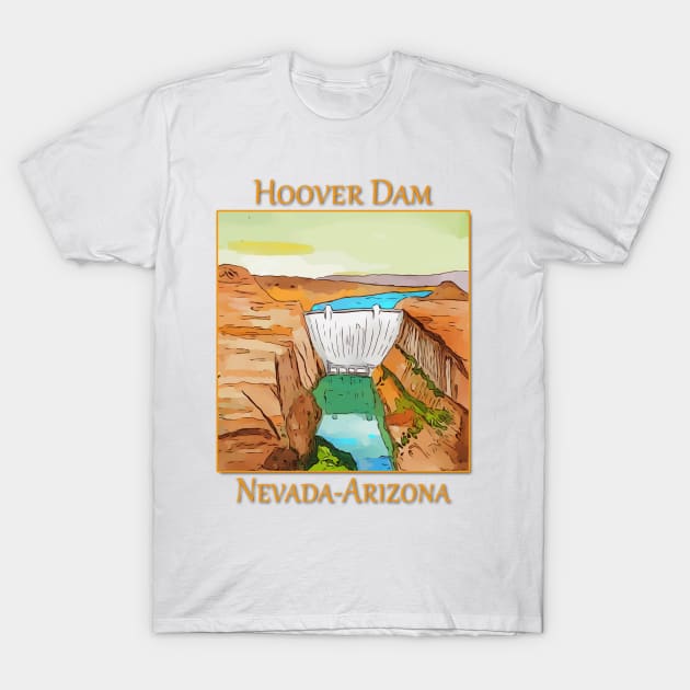 Hoover Dam on the Colorado River, on the Nevada-Arizona border T-Shirt by WelshDesigns